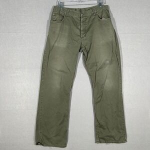 VINTAGE Kikwear Pants Mens 36x30 Green Chino Relaxed Straight Army Military 90s
